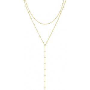 Women's Gold Long Y-Shaped Trendy Layered Cz Beaded Chain Drop Necklace